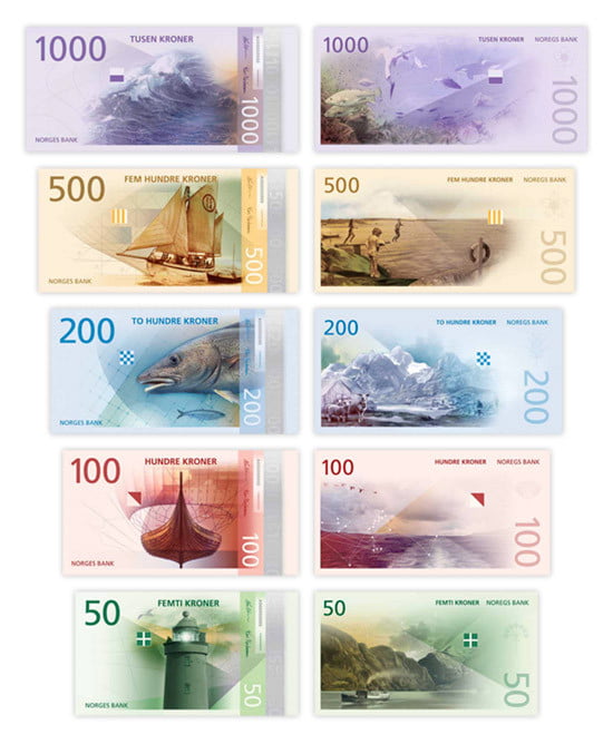 Redesign das antigas notas da Noruega